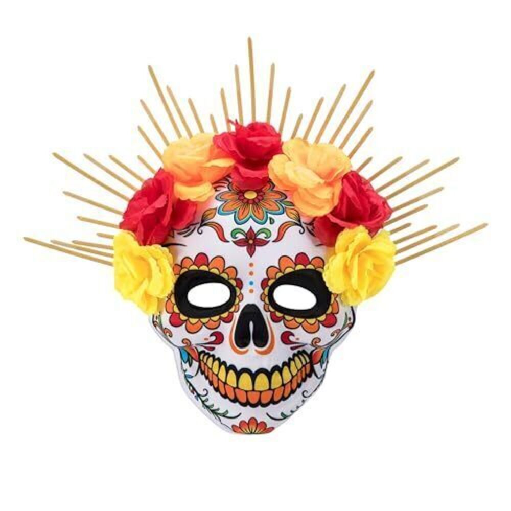5260 Day of the Dead Mask Skull Dia de los Muertos Face Masks with Marigold